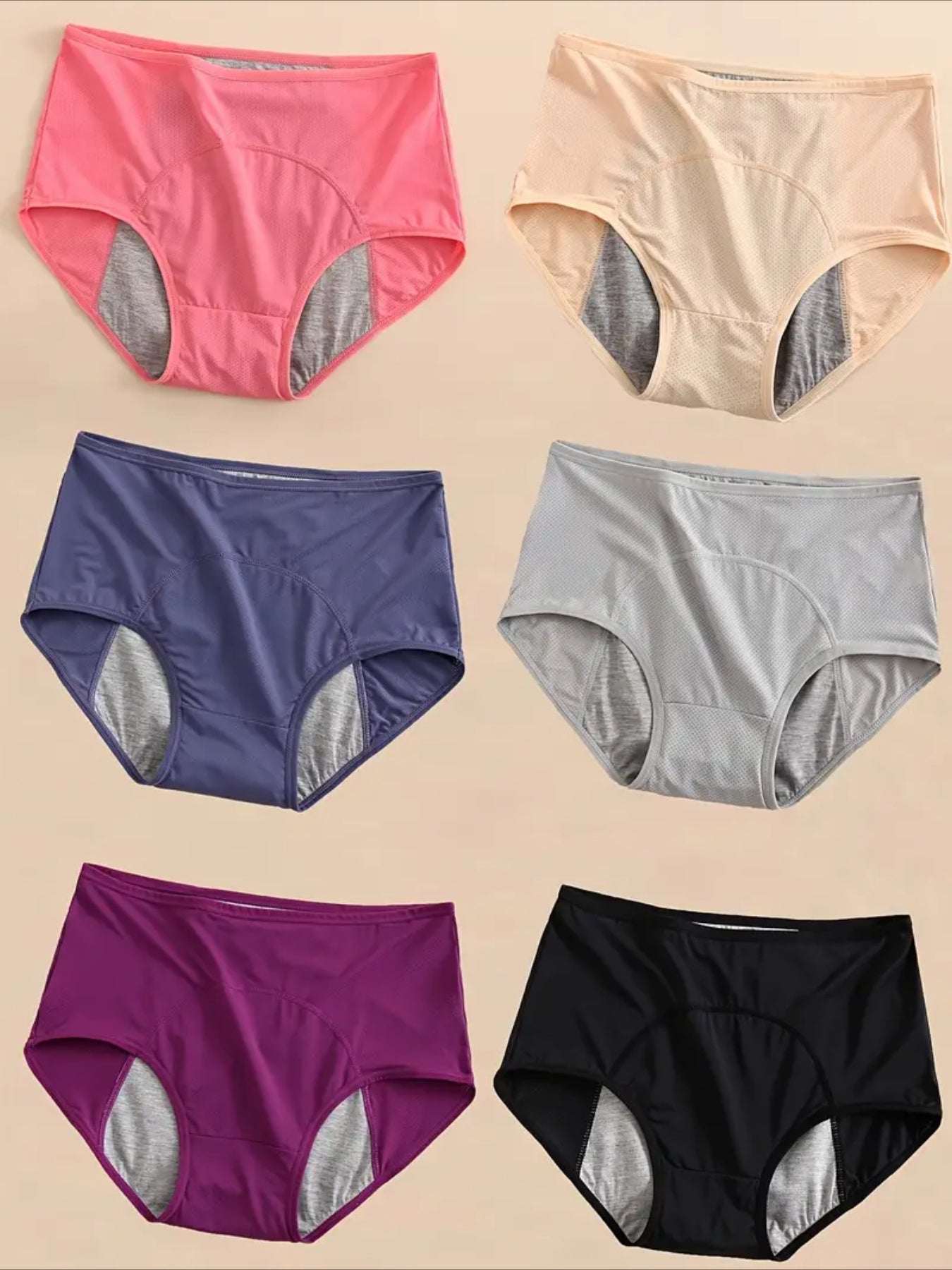 Women’s Plus Size 6-Pack High-Waist Period Briefs - Leak-Resistant Coverage detail view