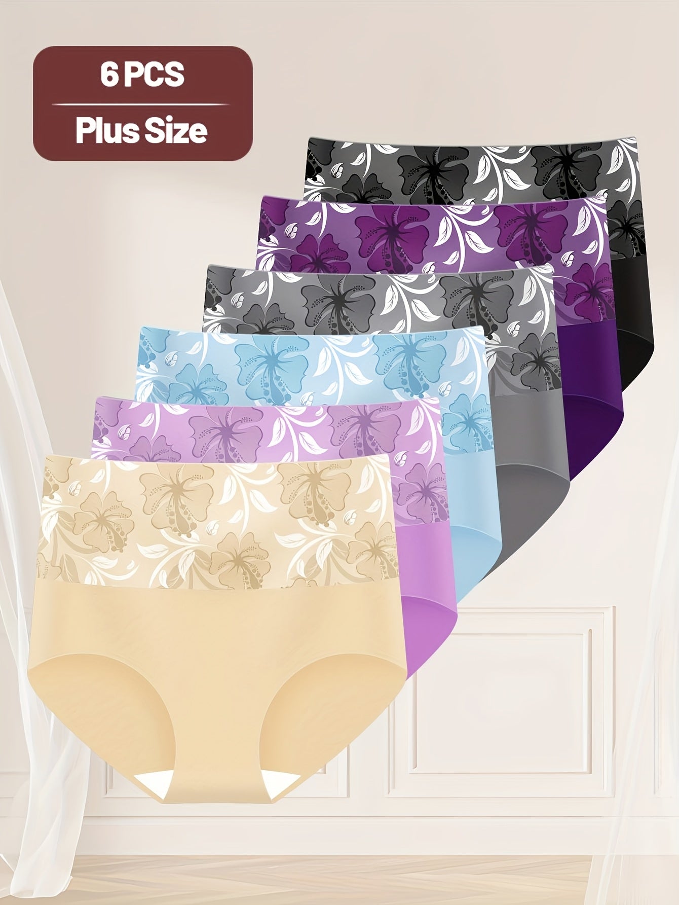 Women’s Plus Size 6-Pack High-Waist Shapewear Briefs - Tummy Control Support detail view
