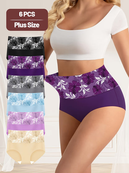 Women’s Plus Size 6-Pack High-Waist Shapewear Briefs - Tummy Control Support detail view