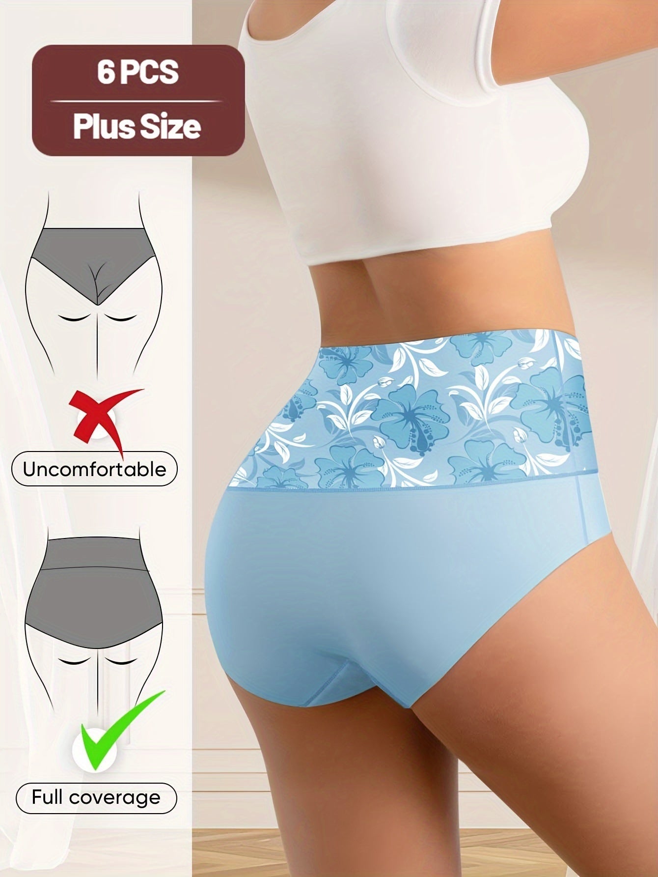 Women’s Plus Size 6-Pack High-Waist Shapewear Briefs - Tummy Control Support detail view
