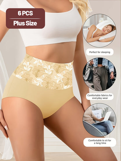 Women’s Plus Size 6-Pack High-Waist Shapewear Briefs - Tummy Control Support detail view