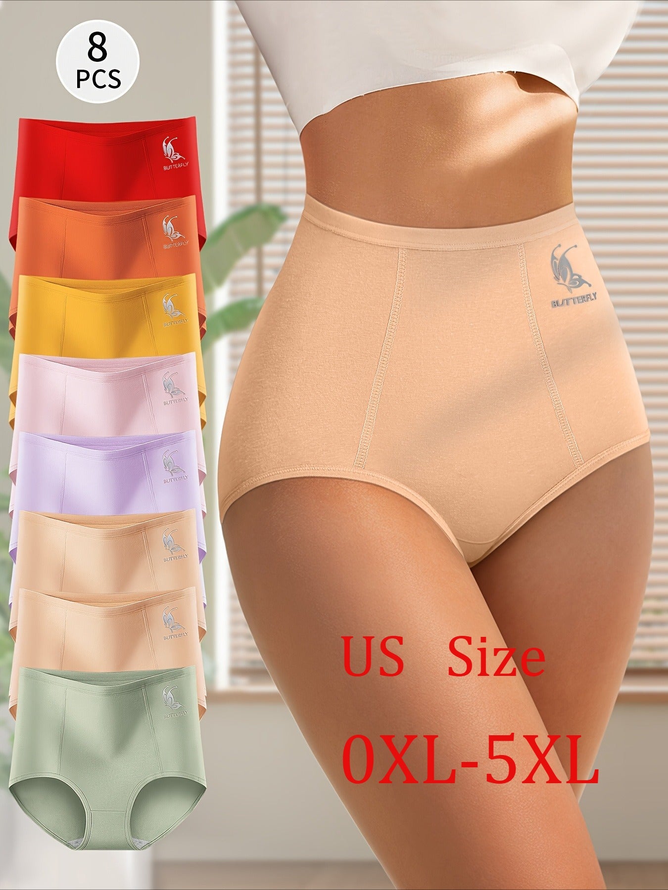 Women’s Plus Size 8-Pack High-Waist Shapewear Briefs - Tummy Control Support – Sizes 0XL–5XL detail view