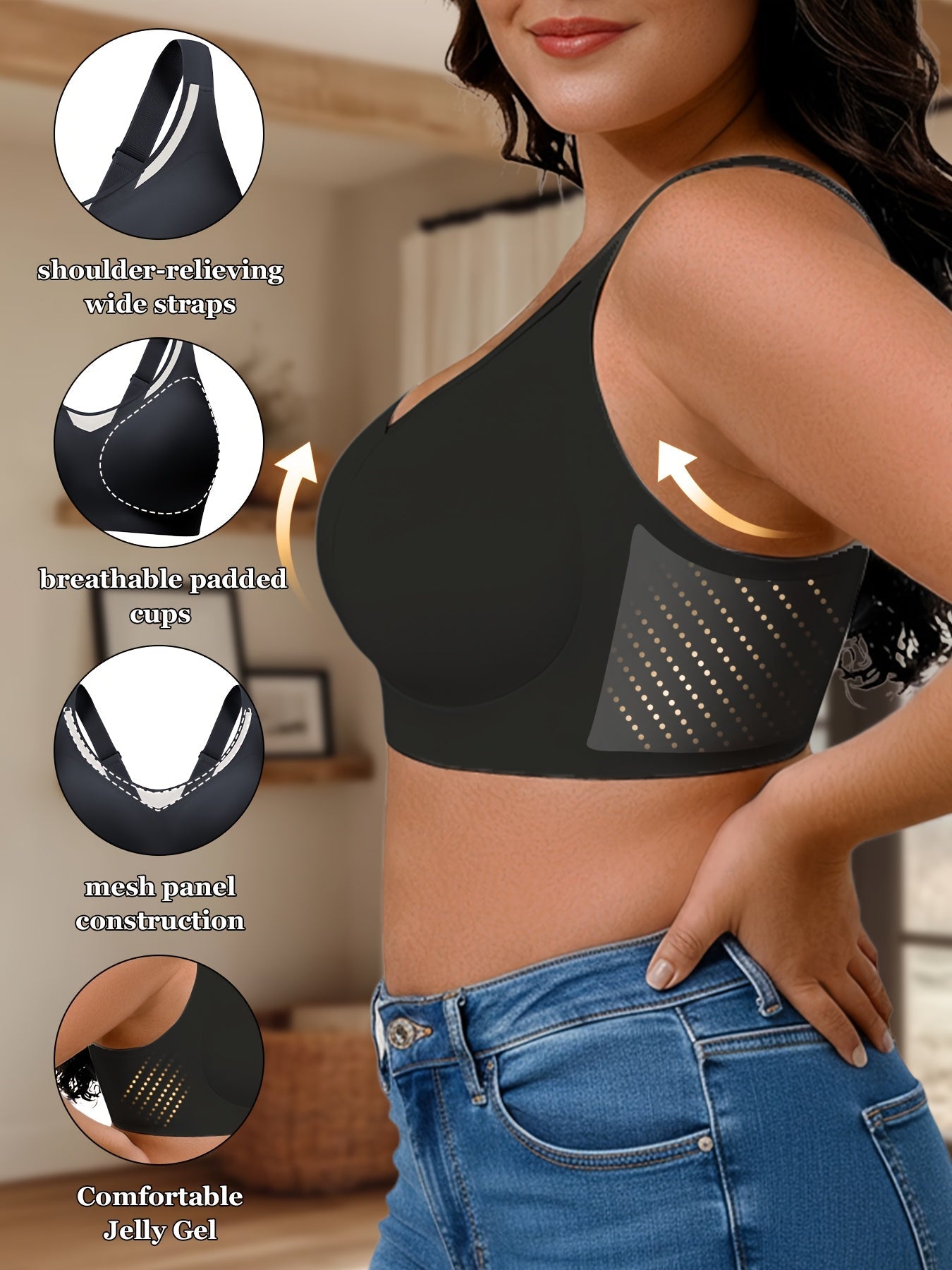 Women’s Plus Size Adhesive Bra - Breathable Daily Comfort detail view
