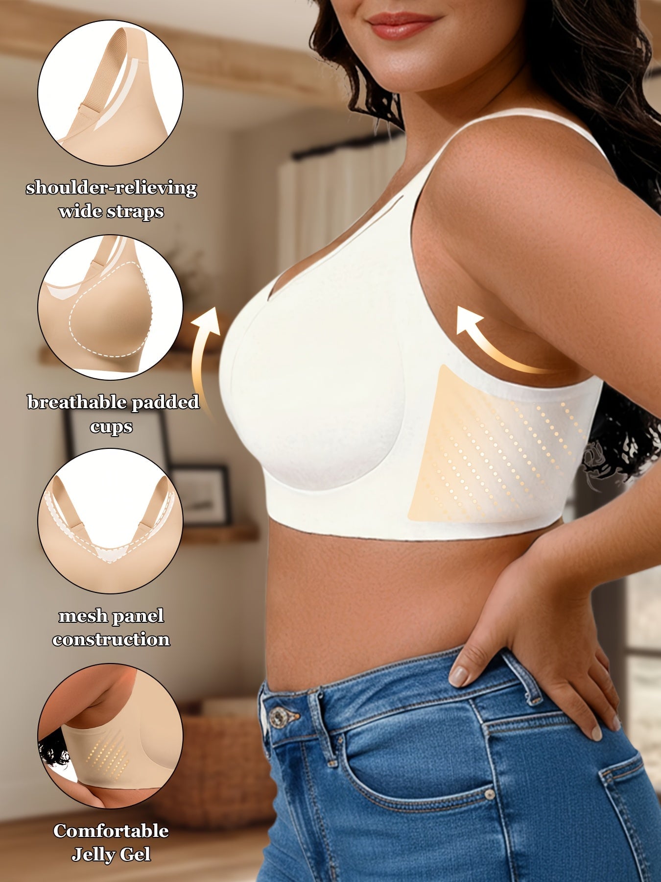 Women’s Plus Size Adhesive Bra - Breathable Daily Comfort detail view