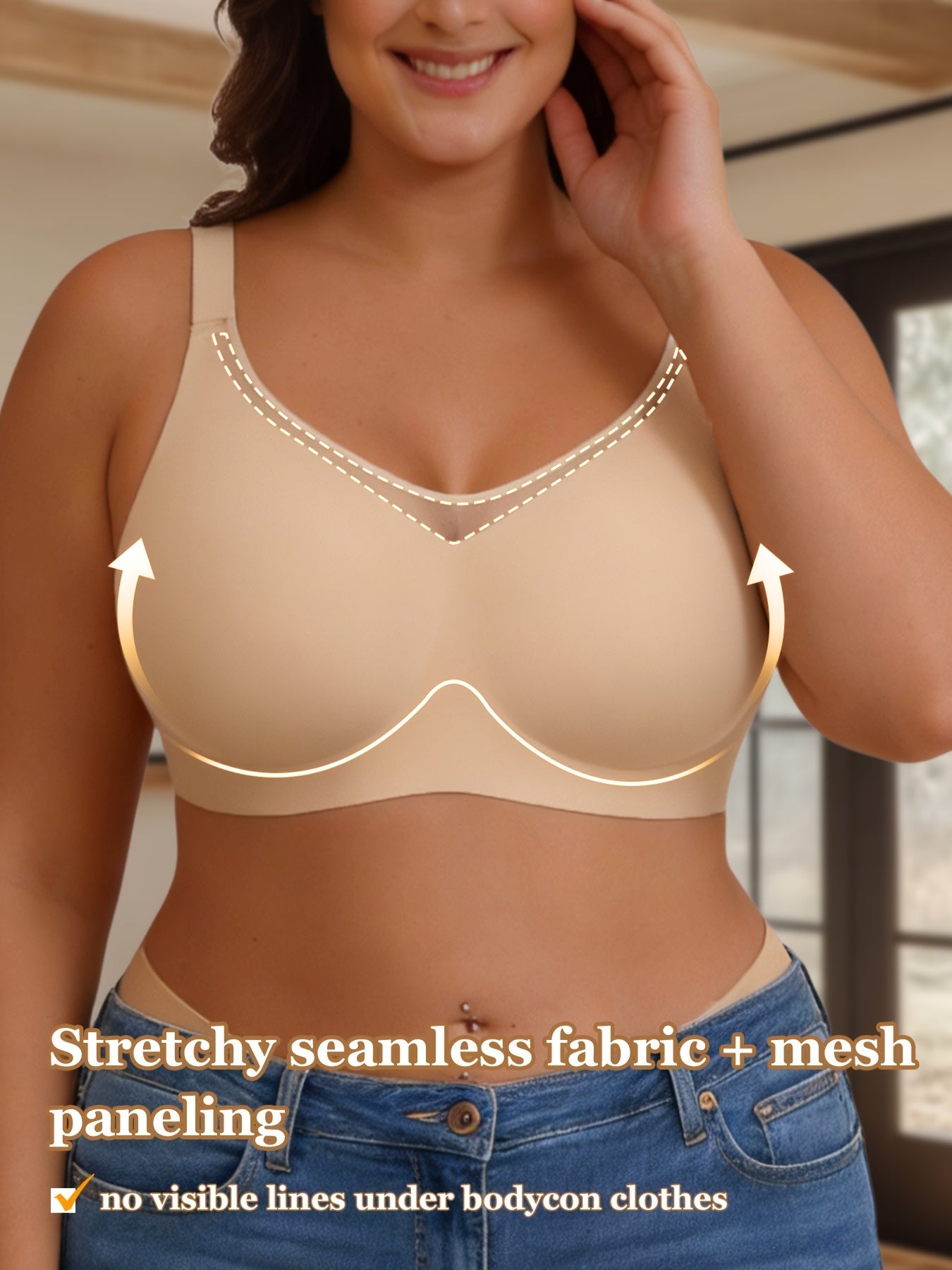 Women’s Plus Size Adhesive Bra - Breathable Daily Comfort detail view