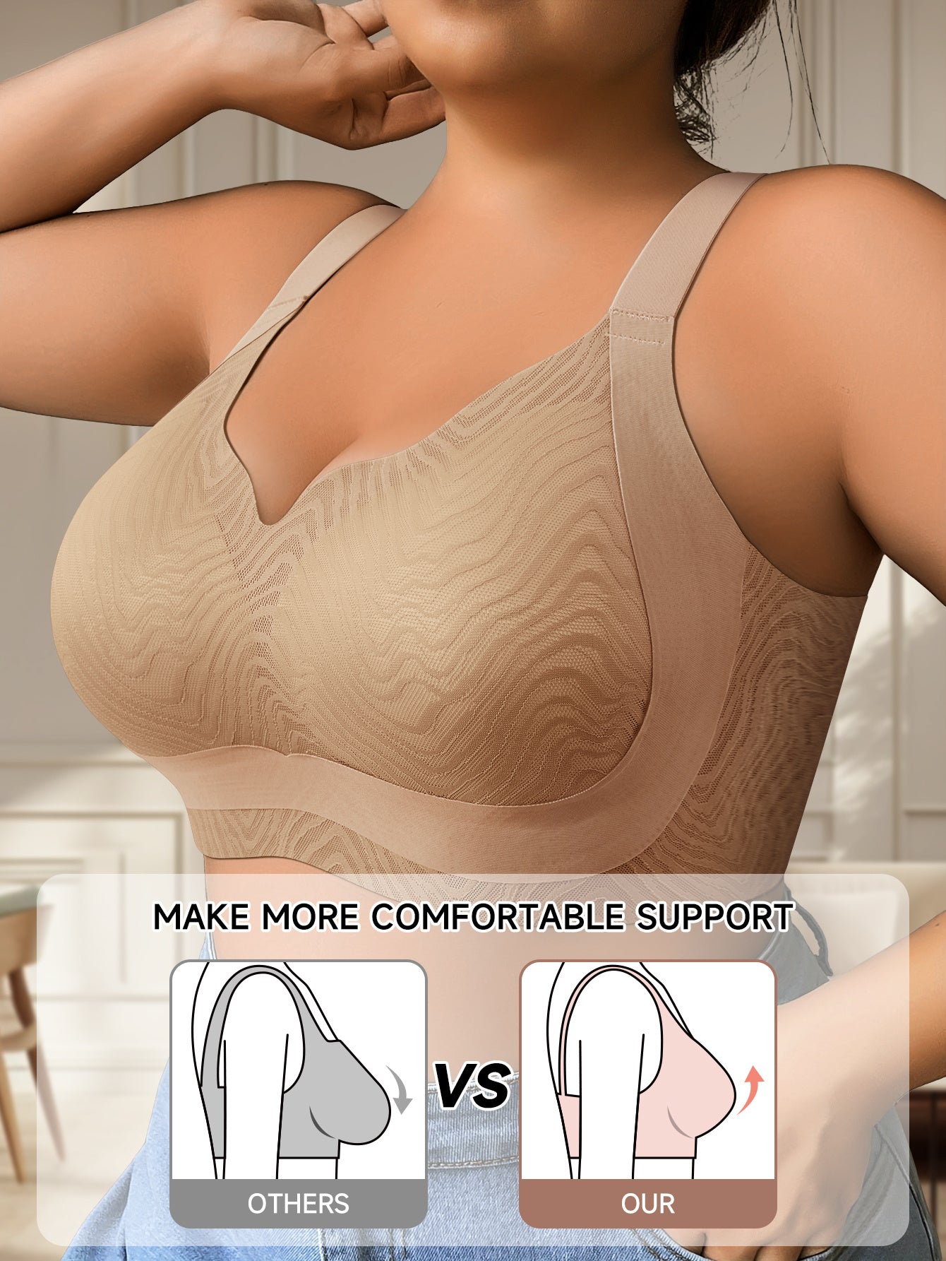 Women's Plus Size Bra - Regular Fit – White detail view