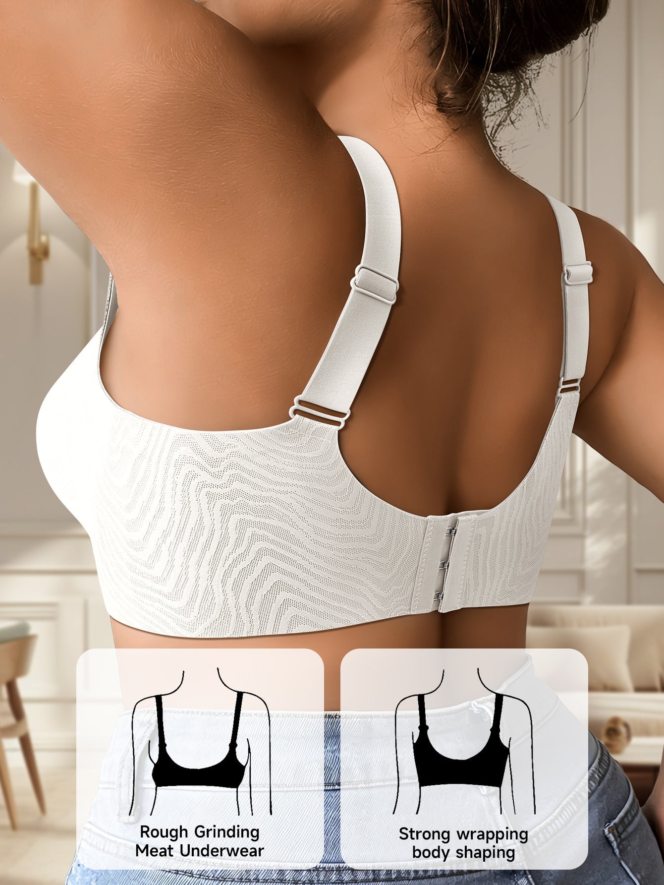 Women's Plus Size Bra - Regular Fit – White detail view