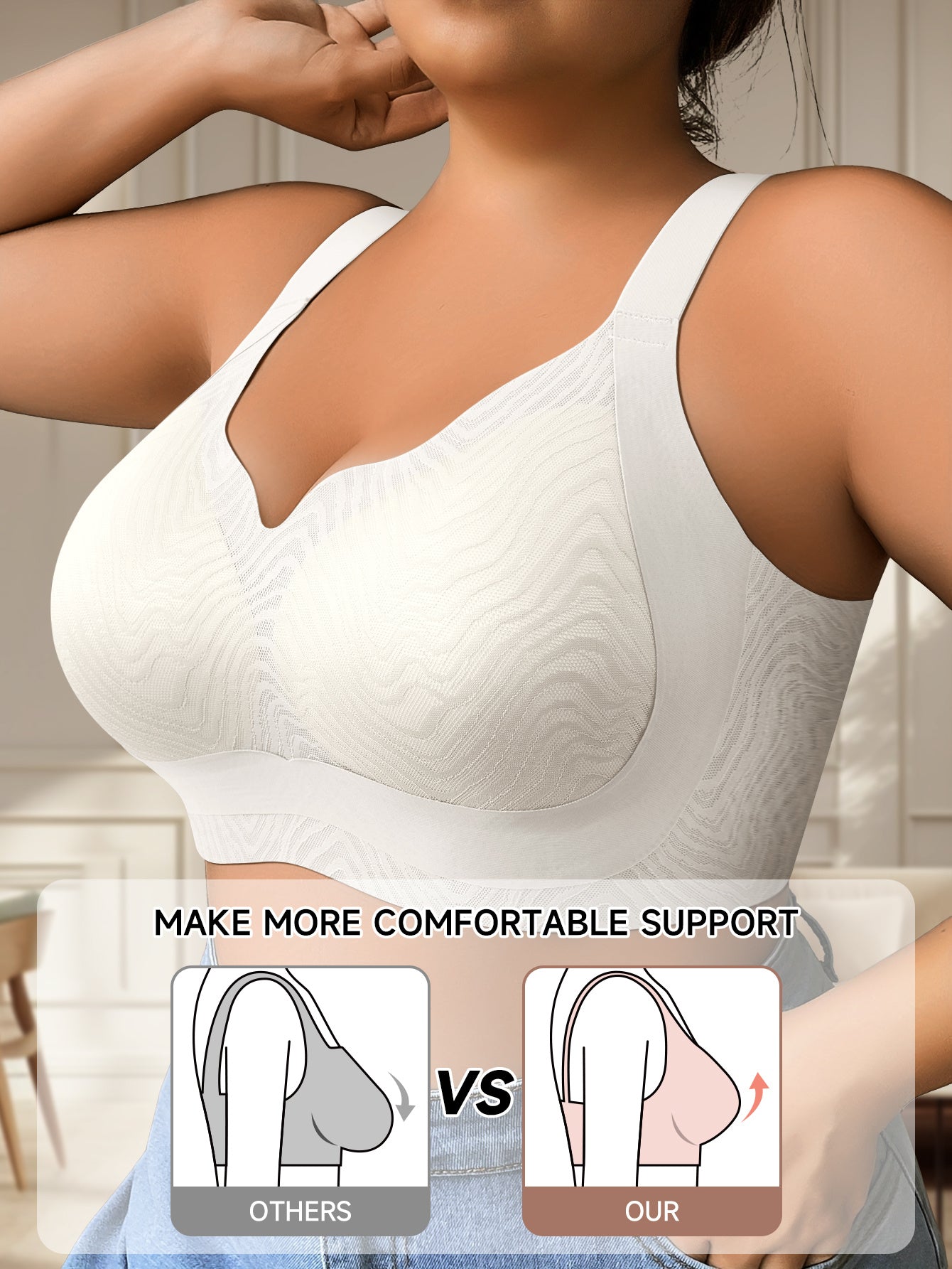 Women's Plus Size Bra - Regular Fit – White detail view