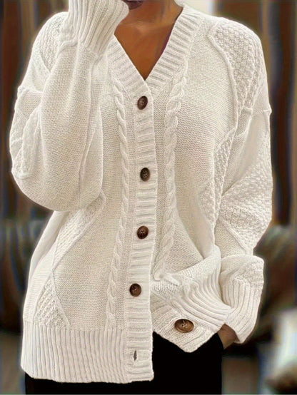 Women's Plus Size Cable Cardigan - Soft Open Front Layer – view 11