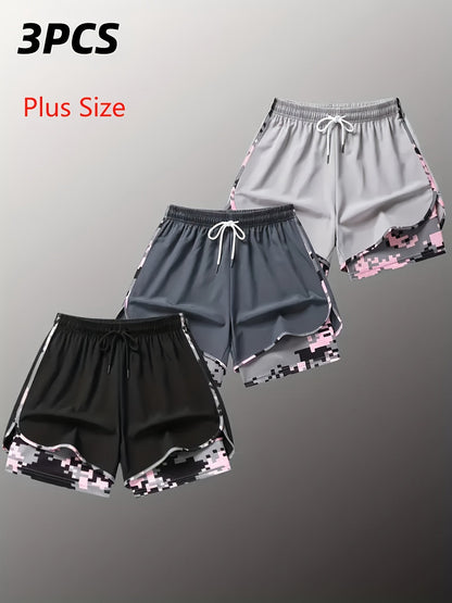 Women's Plus Size Camo Running Shorts 3-Pack detail view