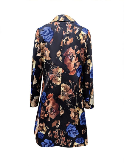Women's Plus Size Floral Blazer - Longline Single-Breasted Style – view 6
