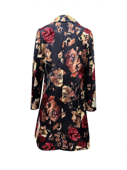 Women's Plus Size Floral Blazer - Longline Single-Breasted Style – view 10