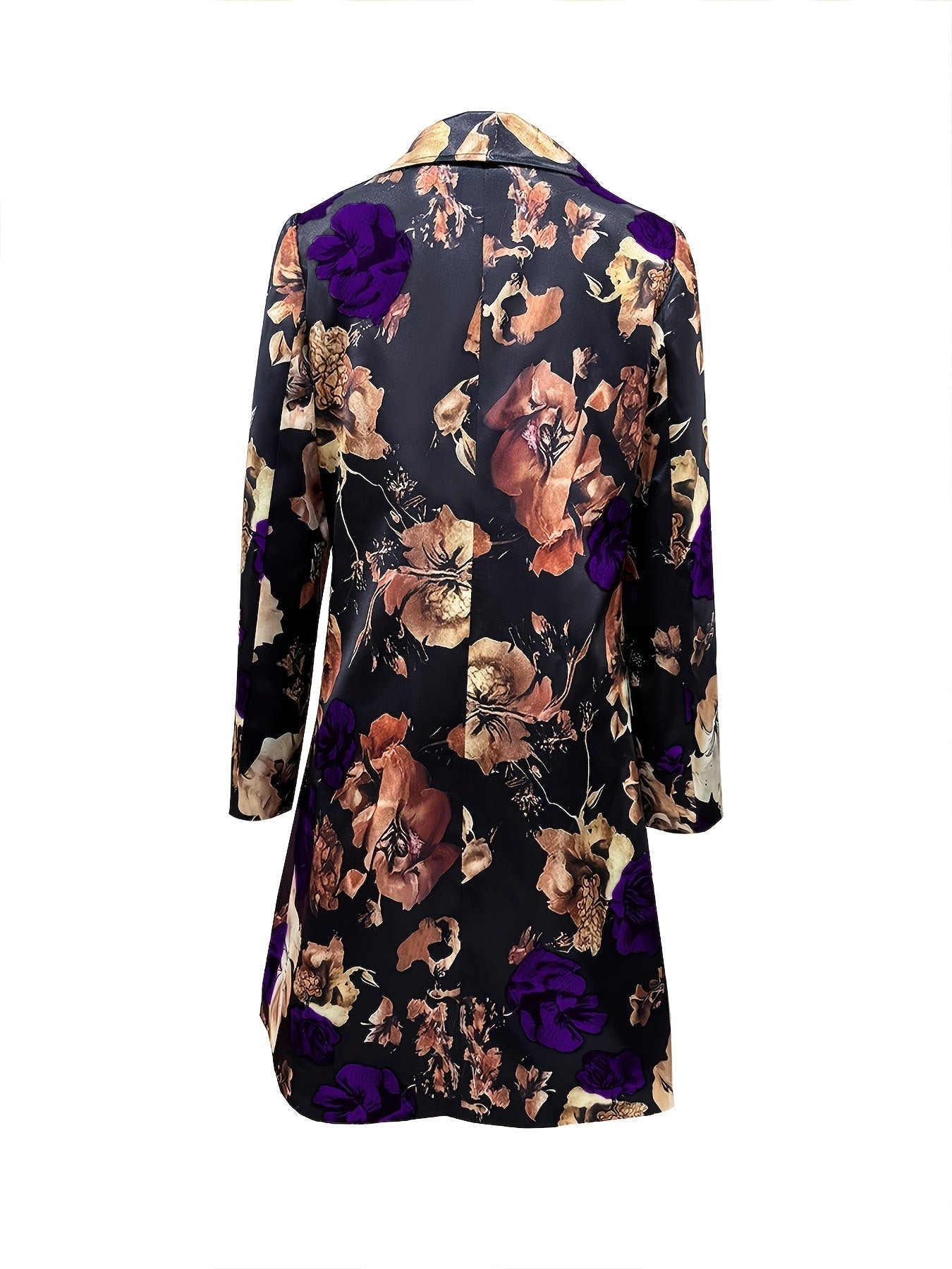 Women's Plus Size Floral Blazer - Longline Single-Breasted Style – view 12
