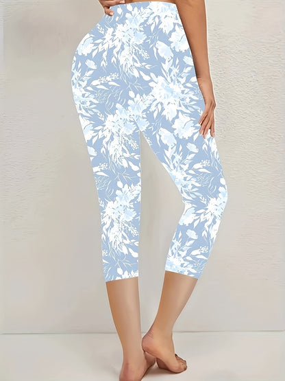 Women's Plus Size Floral Leggings - Flexible All-Season Fit detail view