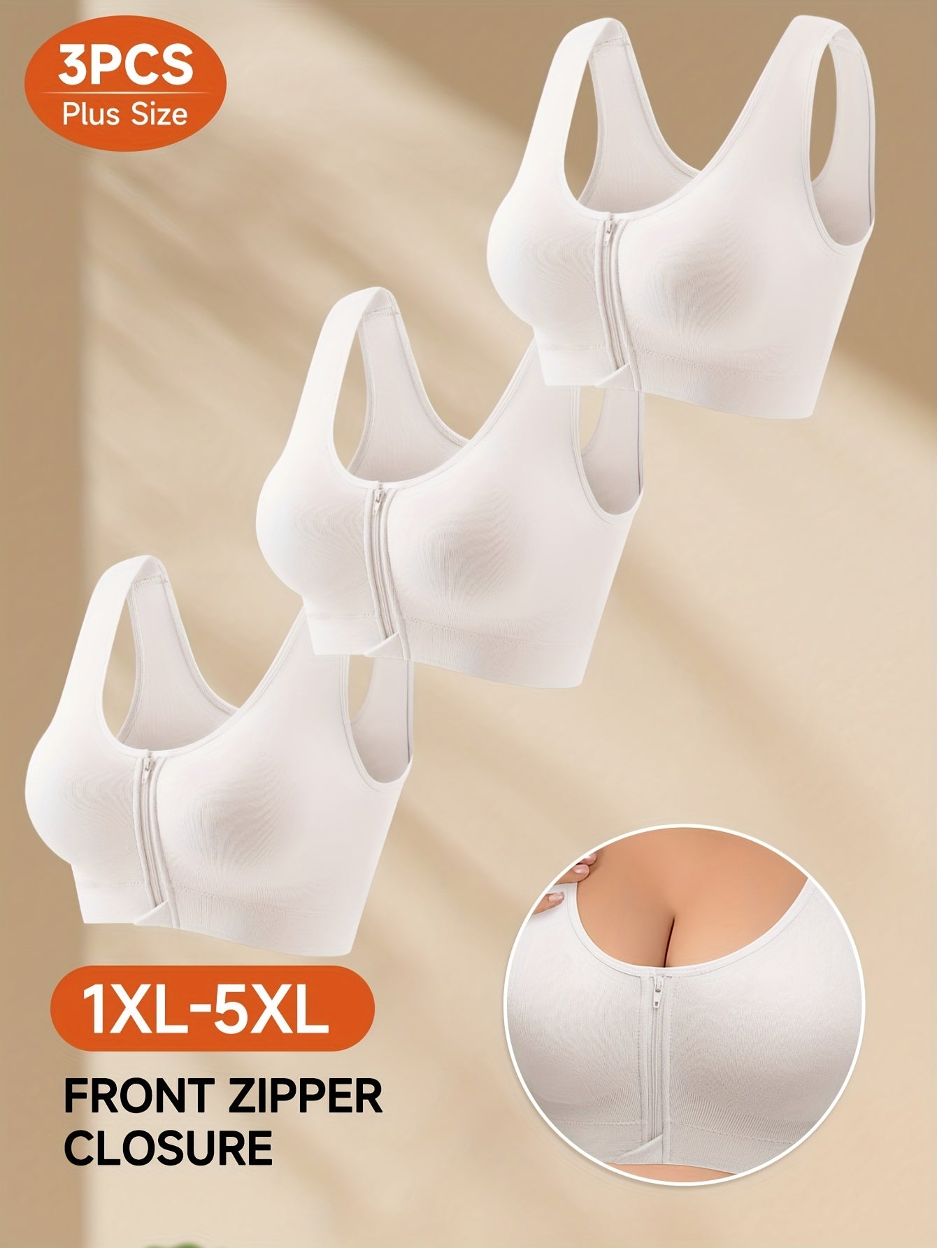 Women’s Plus Size Front Closure Bra - Lace Detail Comfort – view 3