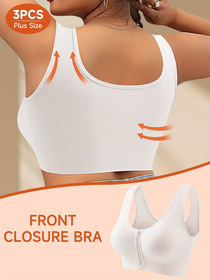Women’s Plus Size Front Closure Bra - Lace Detail Comfort – view 4