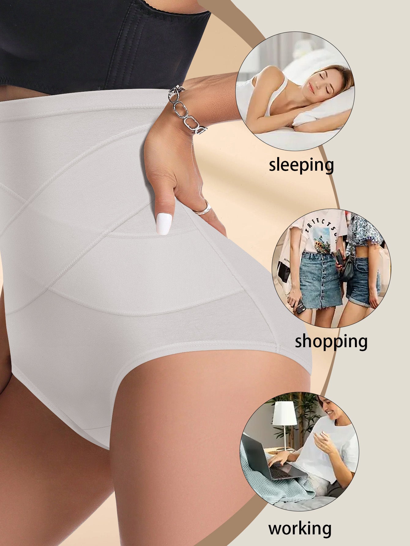 Women’s Plus Size High-Waist Shapewear Briefs - Tummy Control Support – Sizes 0XL–5XL detail view