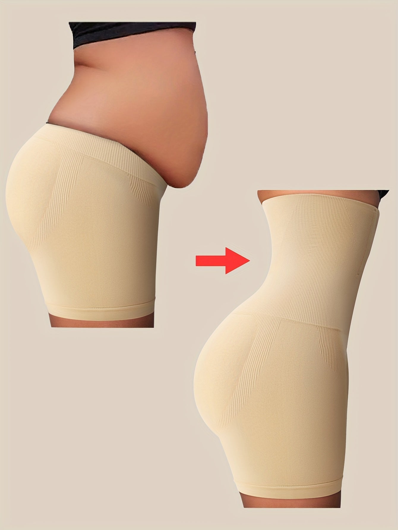 Women’s Plus Size High-Waist Shapewear Briefs - Tummy Control Support – White detail view