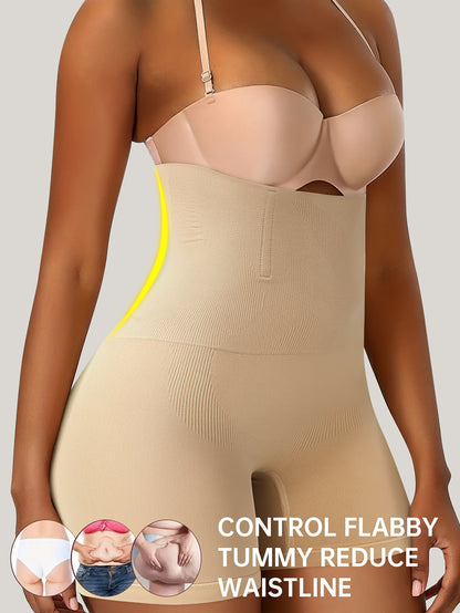 Women’s Plus Size High-Waist Shapewear Briefs - Tummy Control Support – White detail view