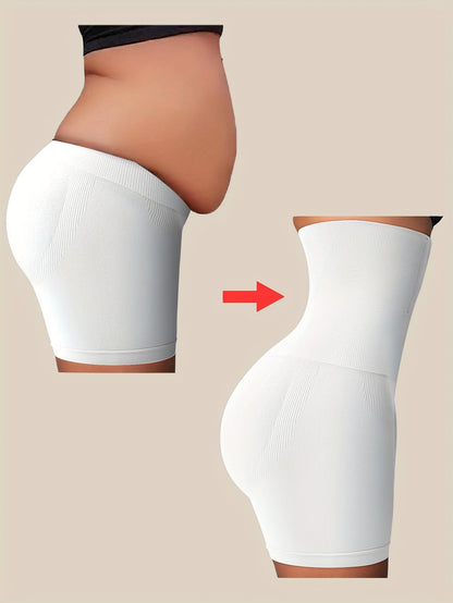 Women’s Plus Size High-Waist Shapewear Briefs - Tummy Control Support – White detail view