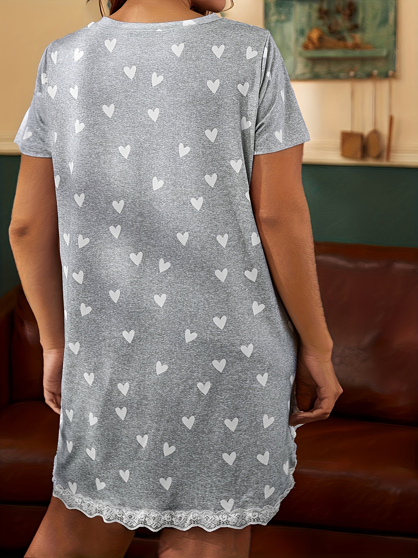 Women's Plus Size Lace Print Nightgown - Soft Sleepwear – view 2