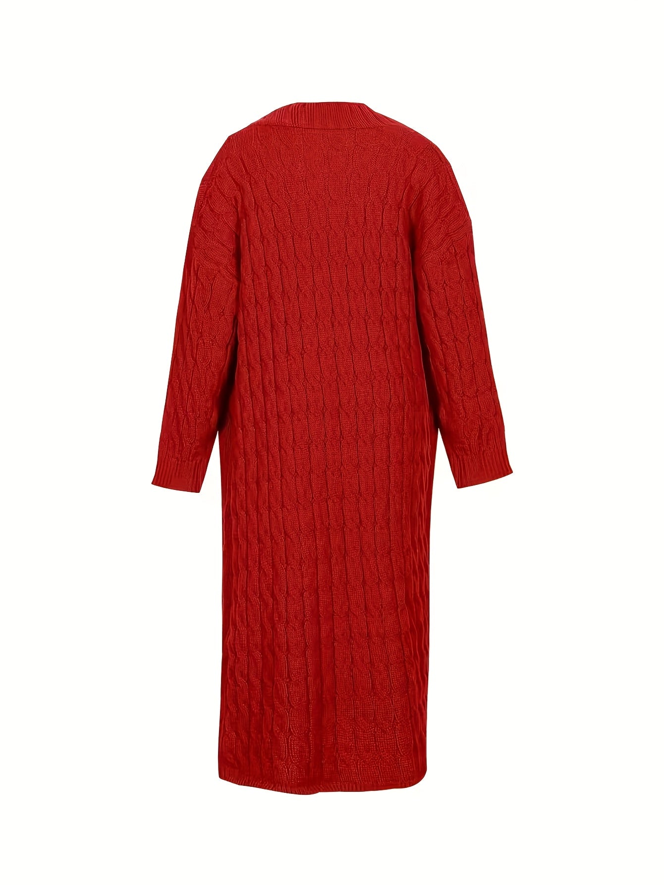 Women's Plus Size Long Cardigan - Cable Knit Oversized Pockets – view 7
