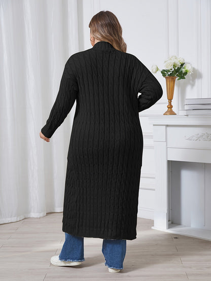 Women's Plus Size Long Cardigan - Cable Knit Oversized Pockets – view 8