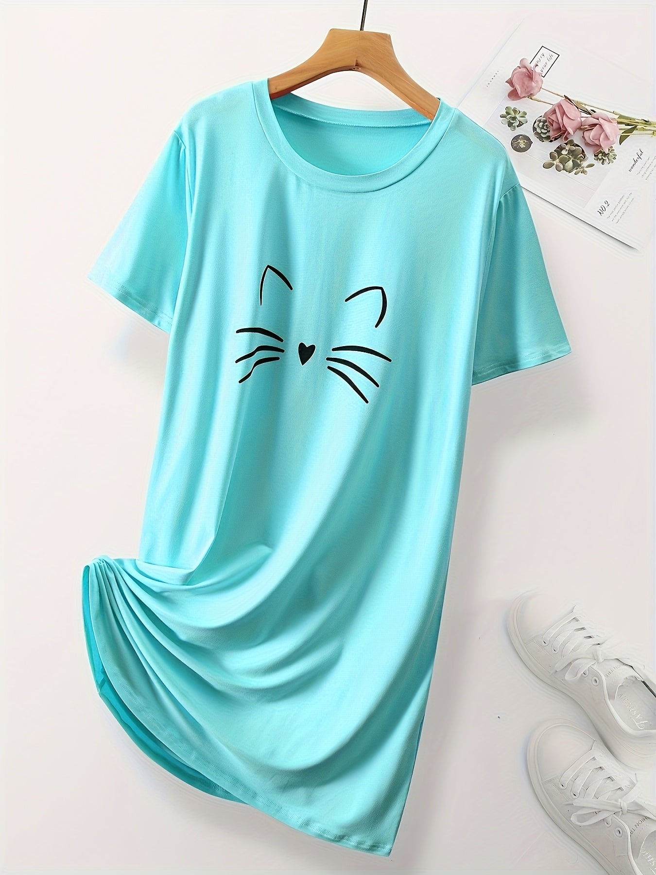Women's Plus Size Nightgown - Short Sleeve detail view