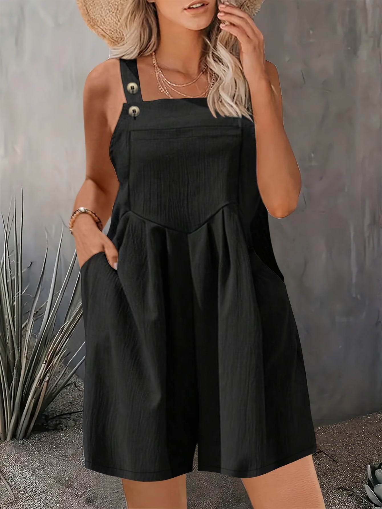 Women's Plus Size Overall - Sleeveless detail view