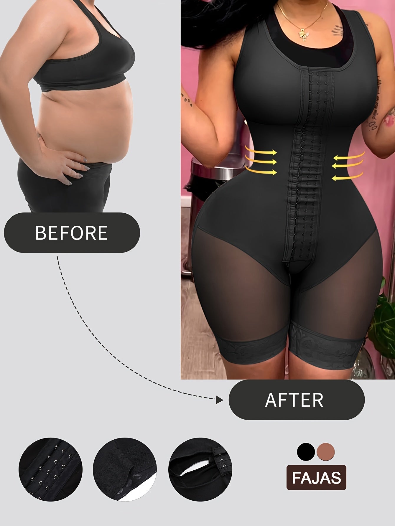 Women's Plus Size Shapewear Bodysuit - High Compression Tummy Control detail view