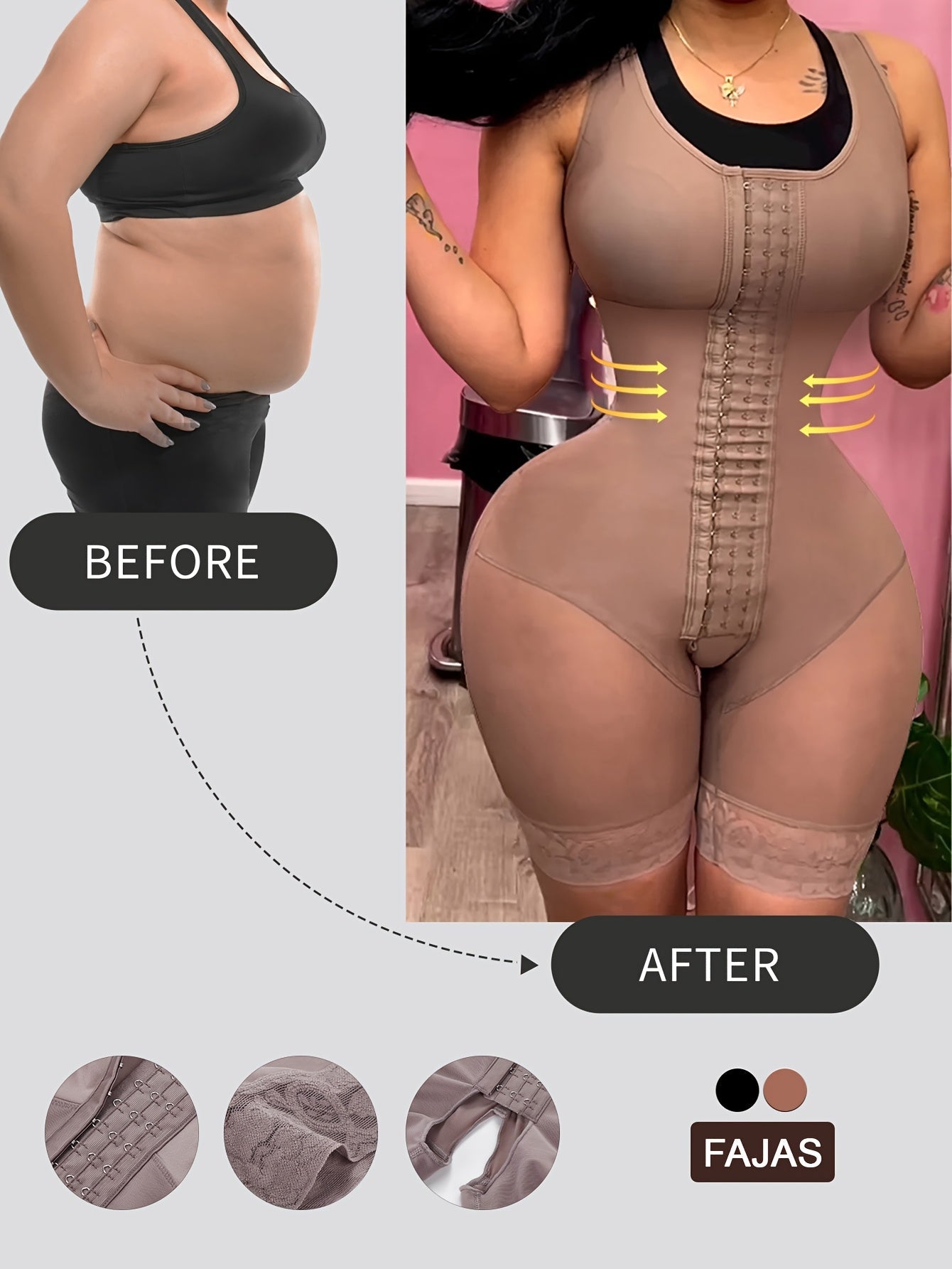 Women's Plus Size Shapewear Bodysuit - High Compression Tummy Control detail view