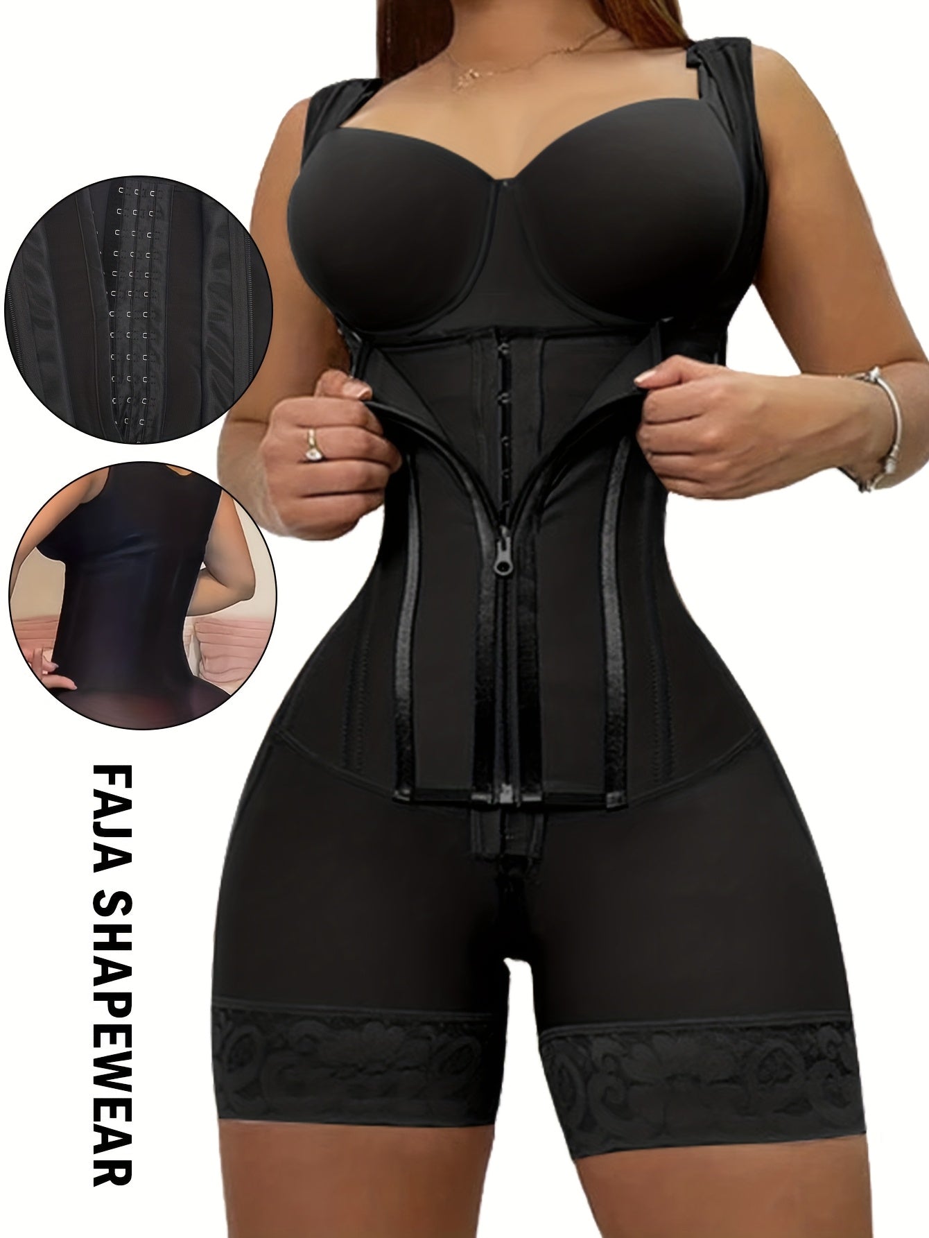 Women's Plus Size Shapewear Bodysuit - Regular Fit – Black detail view