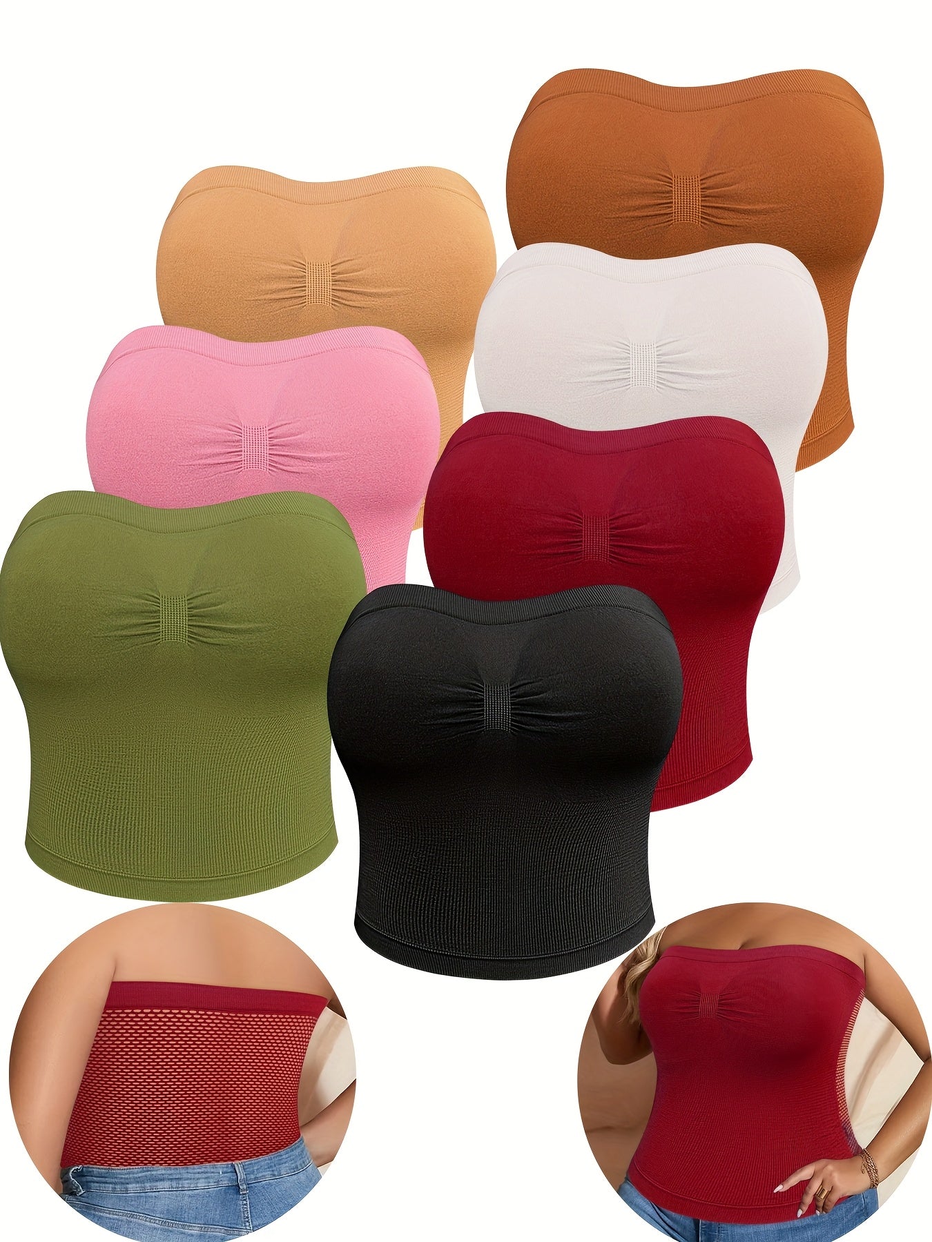 Women's Plus Size Shaping Camisoles - 7-Pack Built-In Bra detail view