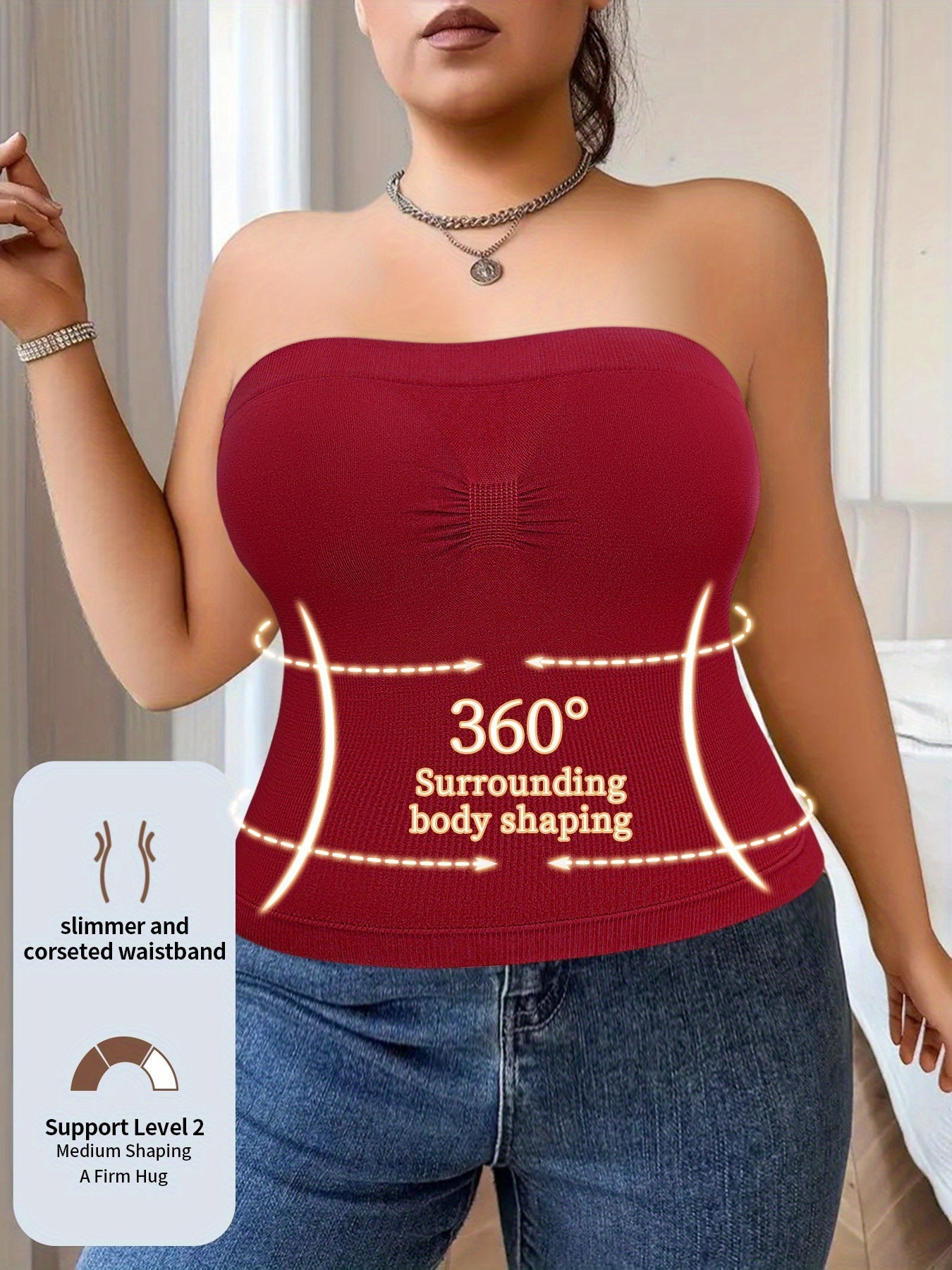 Women's Plus Size Shaping Camisoles - 7-Pack Built-In Bra detail view