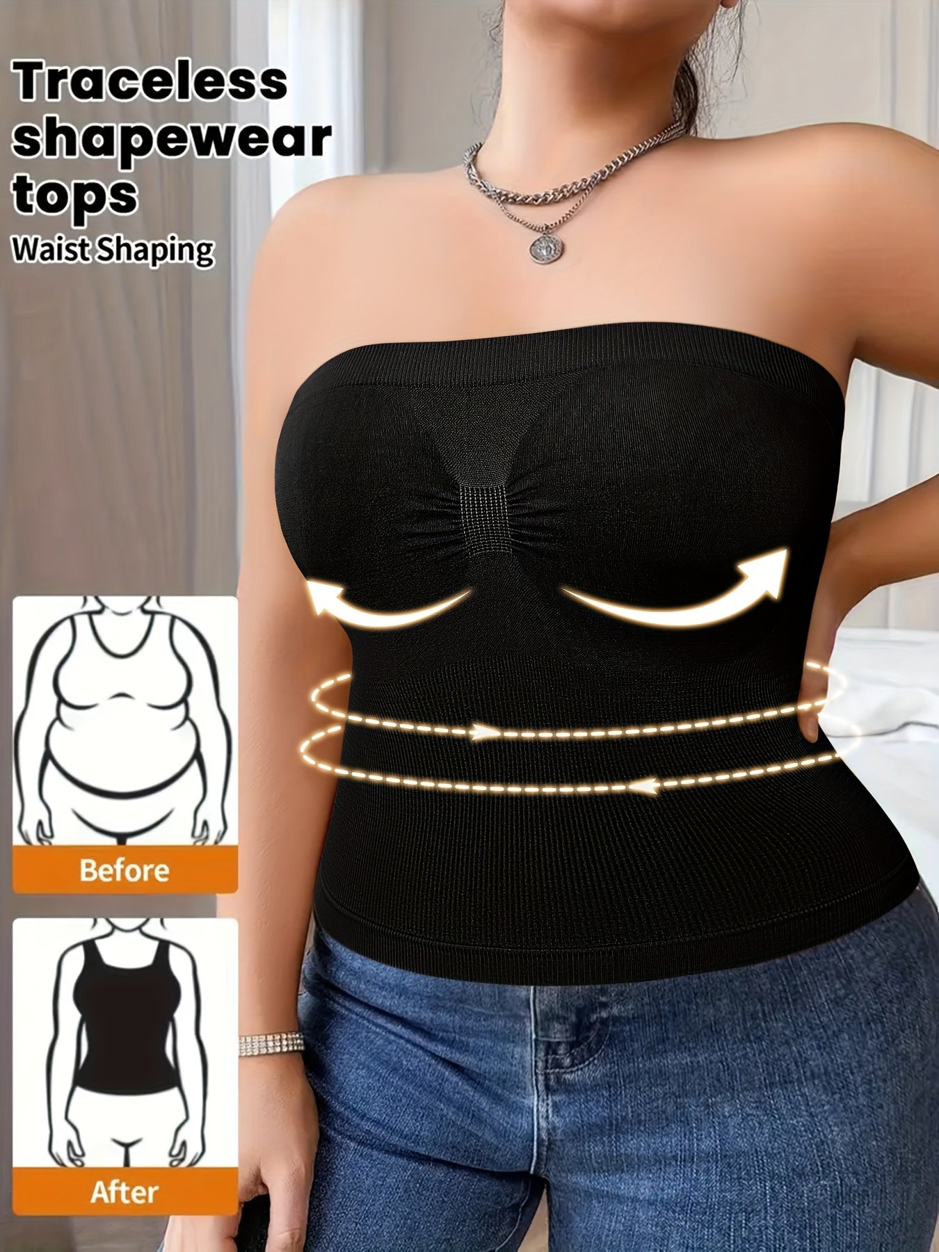 Women's Plus Size Shaping Camisoles - 7-Pack Built-In Bra detail view