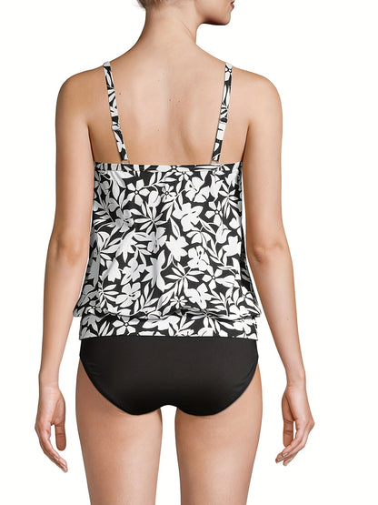 Women's Plus Size Tankini - Floral Print Vacation Style 12 detail view