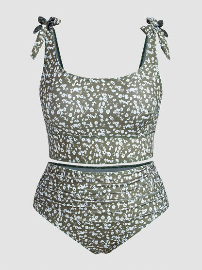 Women's Plus Size Tankini - Floral Print Vacation Style 50 detail view