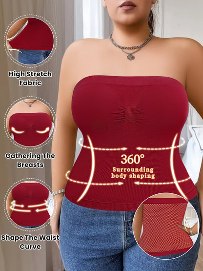 Women's Plus Size Tube Tops - 3-Pack Built-In Bra detail view