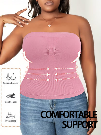 Women's Plus Size Tube Tops - 3-Pack Built-In Bra detail view