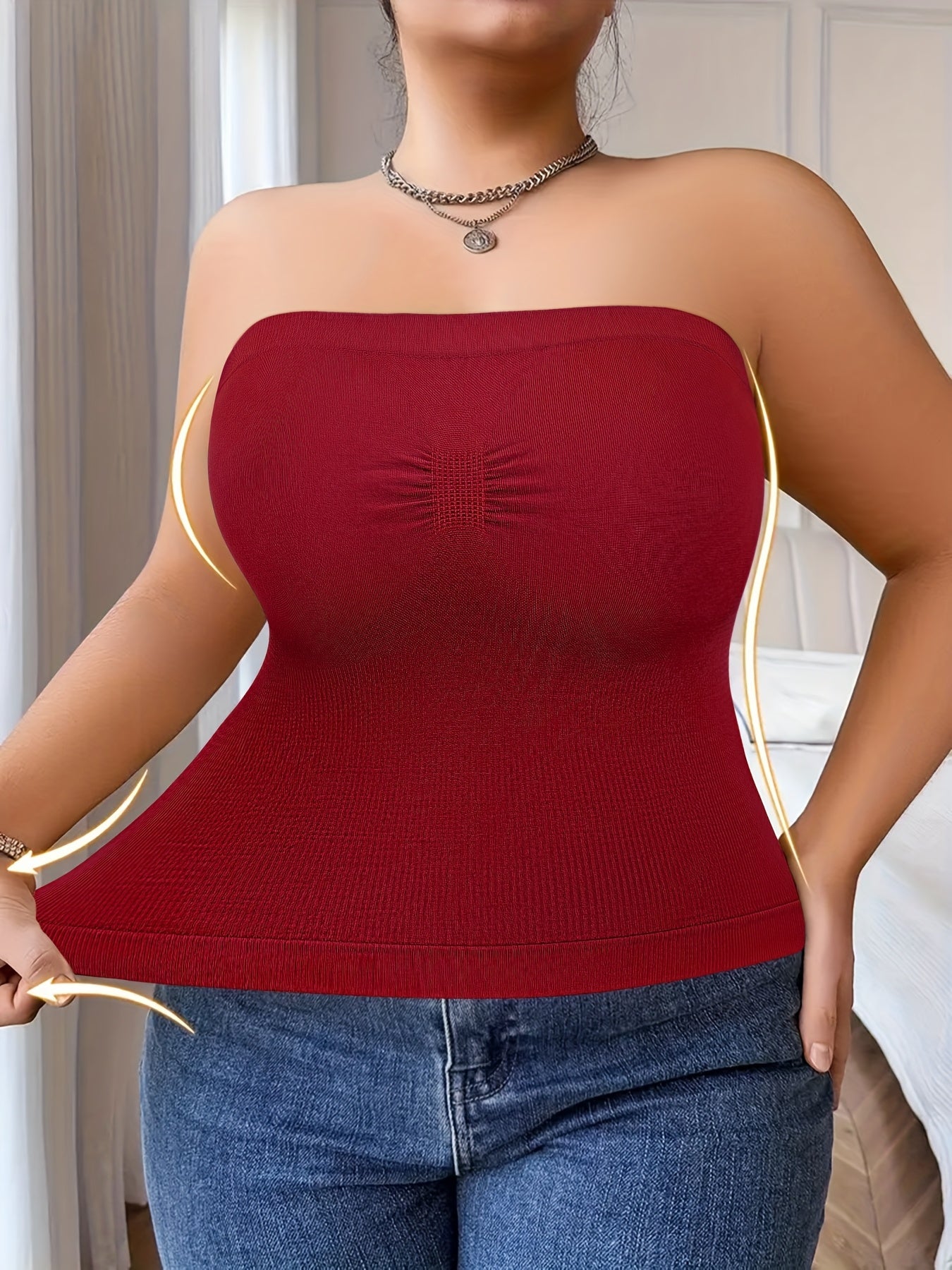 Women's Plus Size Tube Tops - 3-Pack Built-In Bra detail view