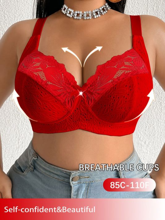 Women’s Plus Size Wireless Bra - Lace Detail Comfort detail view
