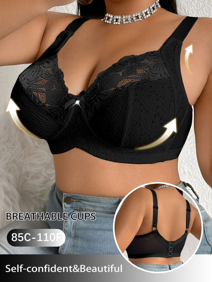 Women’s Plus Size Wireless Bra - Lace Detail Comfort detail view