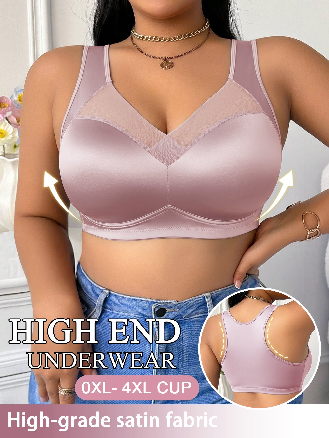 Women’s Plus Size Wireless Seamless Bra - Soft Everyday Support – Royal Blue Colorway 38021 detail view