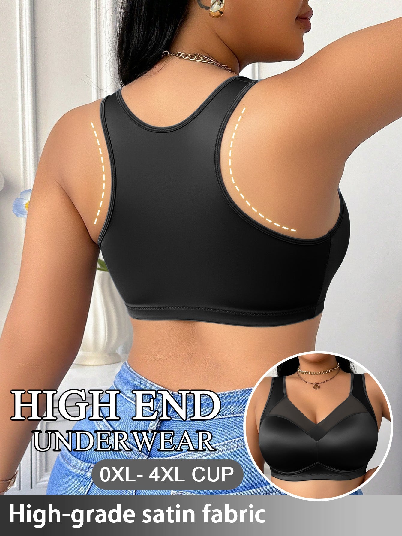 Women’s Plus Size Wireless Seamless Bra - Soft Everyday Support – Royal Blue Colorway 38021 detail view