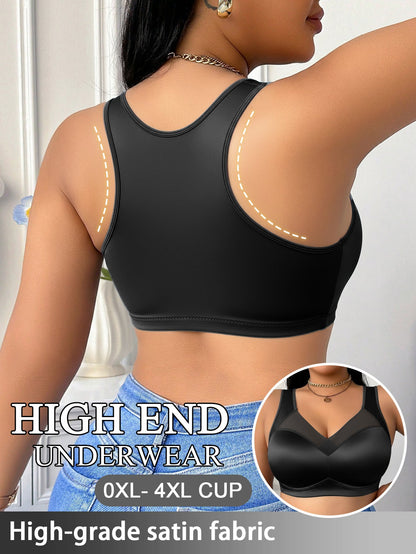 Women’s Plus Size Wireless Seamless Bra - Soft Everyday Support – Royal Blue Colorway 05317 detail view