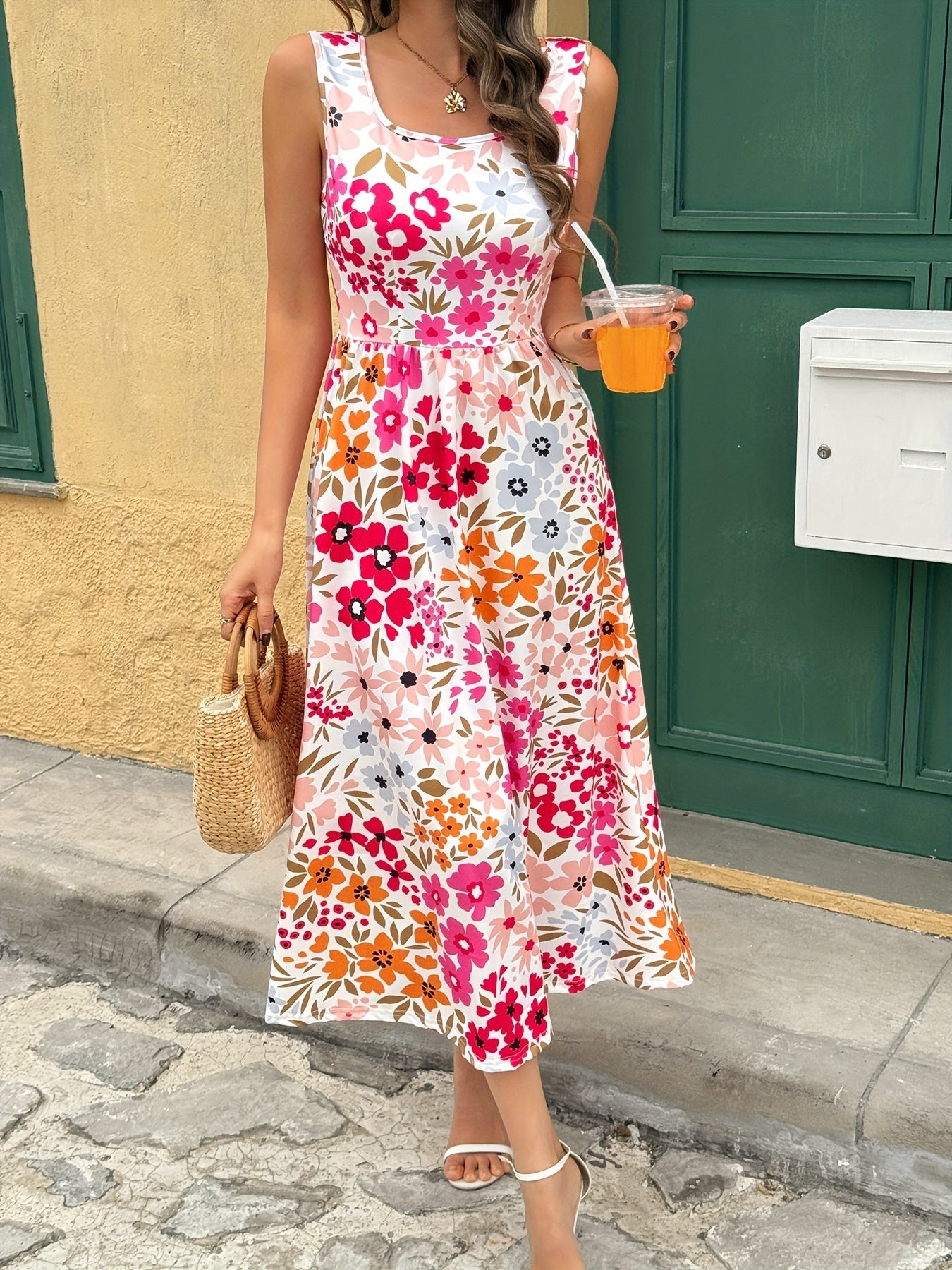 Women's Printed A-Line Dress – Sleeveless detail view