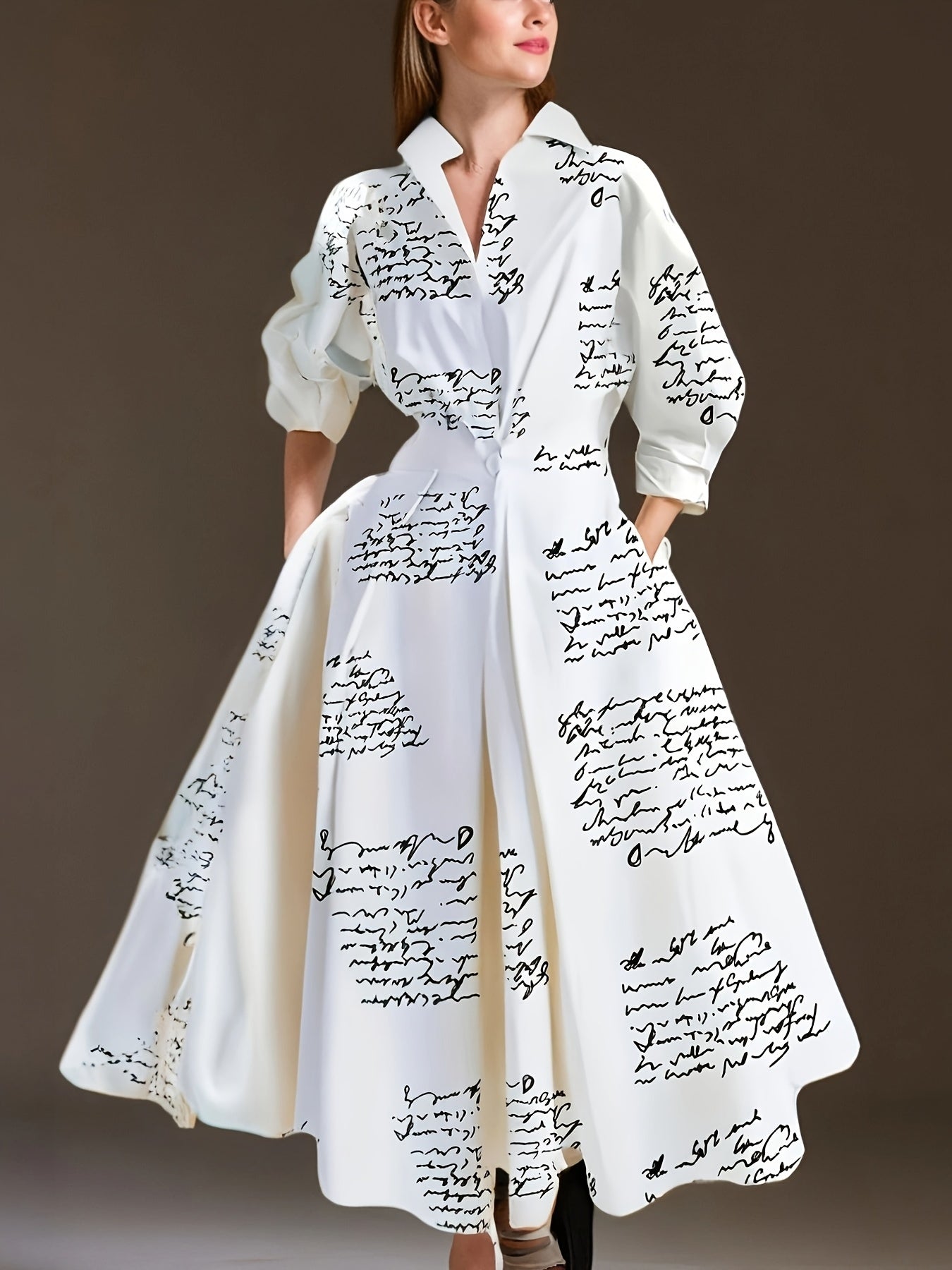 Women's Printed Casual Dress - Long Sleeve detail view
