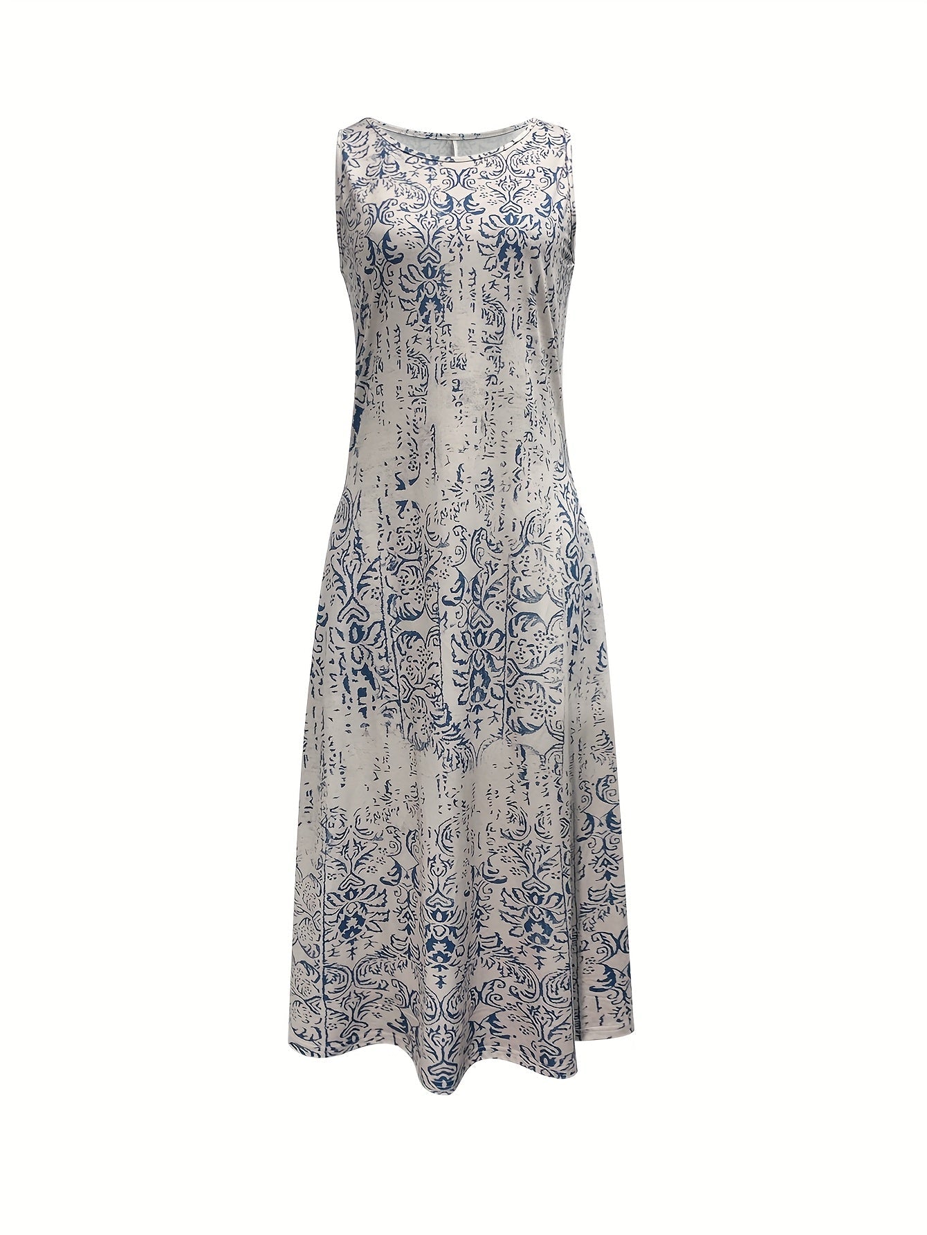 Women's Printed Crew Neck Casual Dress detail view