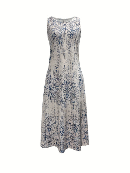 Women's Printed Crew Neck Casual Dress detail view
