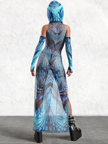 Women's Printed Maxi Casual Dress - Cutout detail view